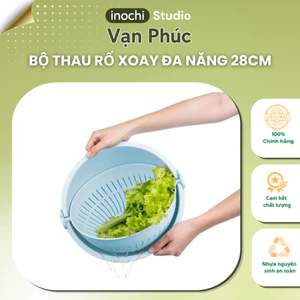 Bộ thau rổ xoay đa năng INOCHI chịu nhiệt 28cm, có thể tháo rời. GIAO MÀU NGẪU NHIÊN