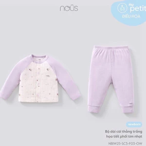 Nous Baby Bộ Quần Áo Dài Cài Thẳng Sơ Sinh Nous Petit Mềm Mịn