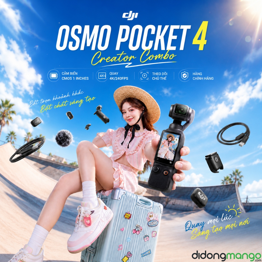DJI Osmo Pocket 4 Creator Combo/Standard Combo chính hãng | Bảo hành 12 tháng | Camera nhỏ gọn quay video 4K góc rộng