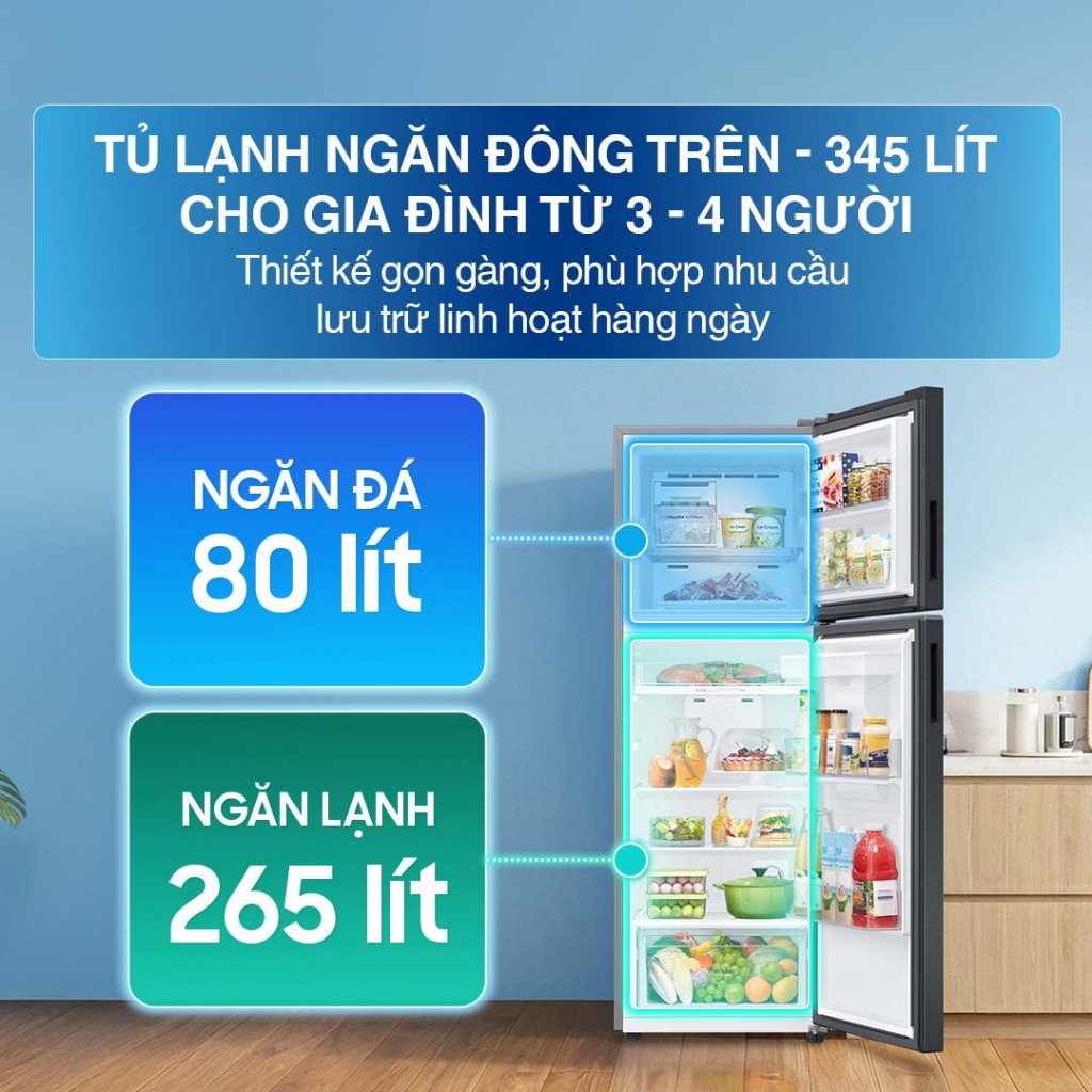 Tủ Lạnh Samsung Ngăn Đông Trên 345L RT35CG5544B1SV - Ngăn Lấy Nước Ngoài, màu Đen