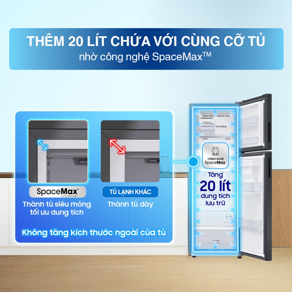 Tủ Lạnh Samsung Ngăn Đông Trên 345L RT35CG5544B1SV - Ngăn Lấy Nước Ngoài, màu Đen