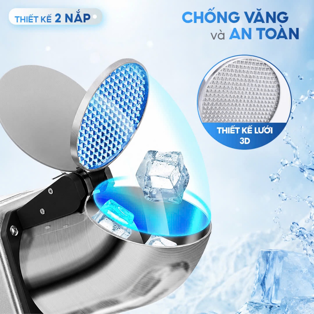 [4 LƯỠI XAY] Máy Bào Đá Venko VI500 4 lưỡi - Máy bào đá bản nâng cấp - Xay Đá 2 Nắp Làm Sinh Tố, Siro Nhanh, Mịn Hơn