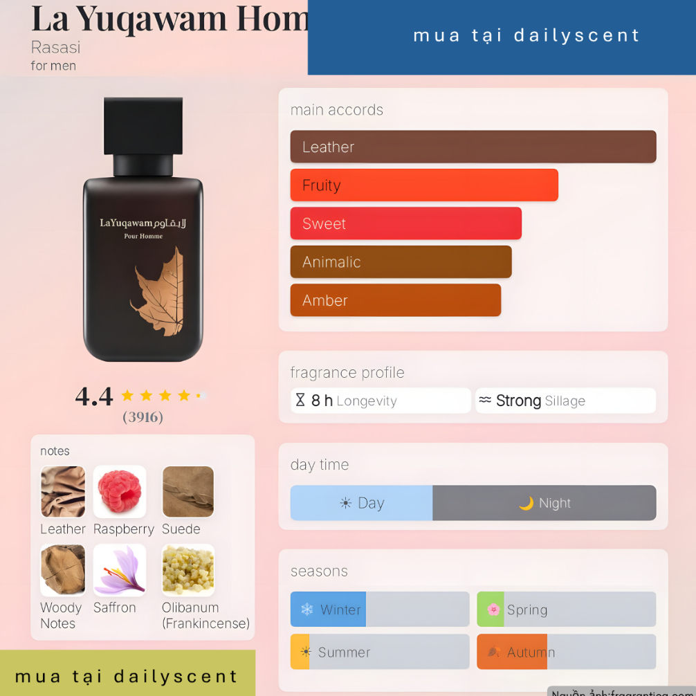 Nước hoa La Yuqawam by Rasasi 75ml EDP| Nước hoa nam| Nước hoa mùi da thuộc| Clone Tuscan Leather| Dailyscent