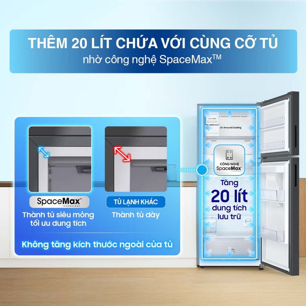 Tủ Lạnh Samsung Ngăn Đông Trên 382L RT38CG6584B1SV - Ngăn Lấy Nước Ngoài,  màu Đen
