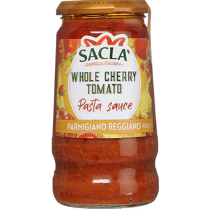 Sacla Cherry Tomato & Parmigiano Pasta Sauce 420g – Sốt Mì Ý Cà Chua Bi & Phô Mai Parmigiano Nhập Khẩu