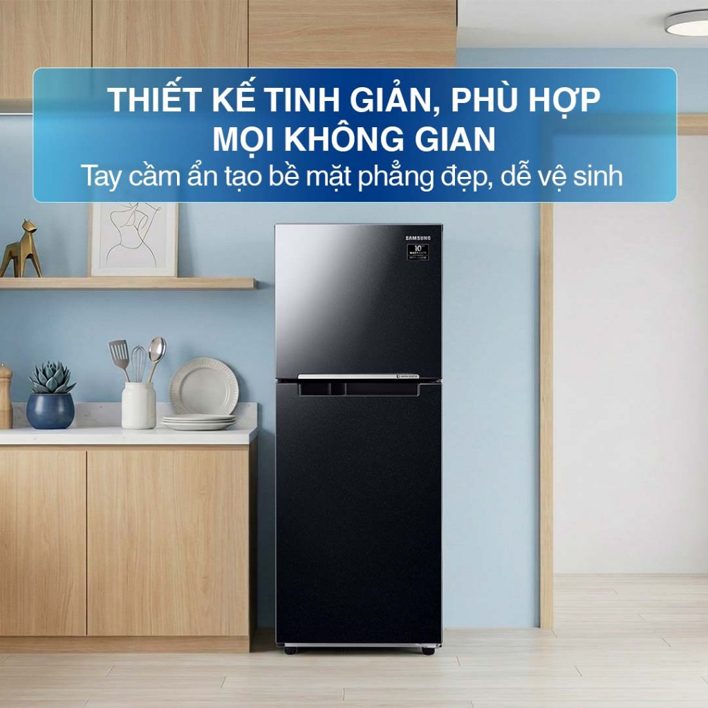 Tủ Lạnh Samsung Ngăn Đông Trên 216L RT20HAR8DBU/SV - Hệ Thống Làm Lạnh Vòm Đa Chiều, màu Đen