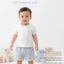 Bộ cộc tay áo trắng cổ thuỷ thủ quần xanh thêu hoạ tiết cho bé trai size từ 6M-3Y