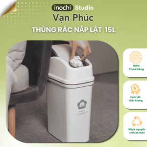 Thùng rác nắp lật 15L (có kèm ruột) inochi cao cấp, thùng rác văn phòng, có ion Ag+ kháng khuẩn