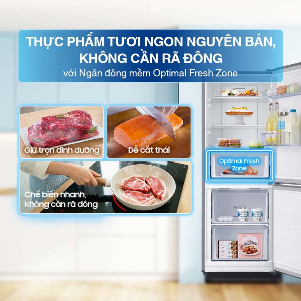 Tủ Lạnh Samsung Ngăn Đông Dưới 285L RB27N4020S9/SV - Ngăn Đông Mềm Optimal Fresh Zone, màu Bạc