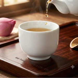 Chén Trà Sứ Trắng Cao Cấp Bát Tràng - Ly Nước Tự Nhiên Nhỏ Gọn, Tinh Tế