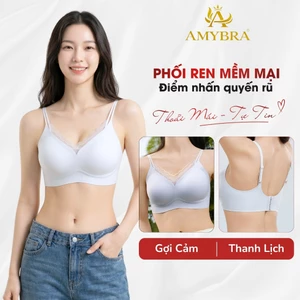 Áo Ngực Nữ Su Không Gọng Mút 1cm, Áo Lót Phối Viền Ren Gợi Cảm Thanh Lịch A2606