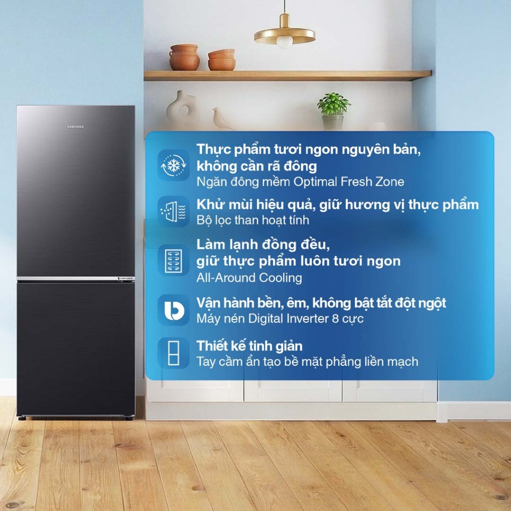 Tủ Lạnh Samsung Ngăn Đông Dưới 285L RB27N4020B1/SV - Ngăn Đông Mềm Optimal Fresh Zone, màu Đen