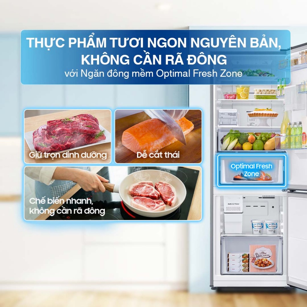 Tủ Lạnh Samsung Ngăn Đông Dưới 285L RB27N4020B1/SV - Ngăn Đông Mềm Optimal Fresh Zone, màu Đen