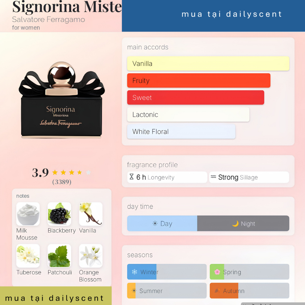 Nước hoa Signorina Misteriosa 100ml EDP Salvatore Ferragamo| Nước hoa nữ| Nước hoa mùi ngọt| Dailyscent