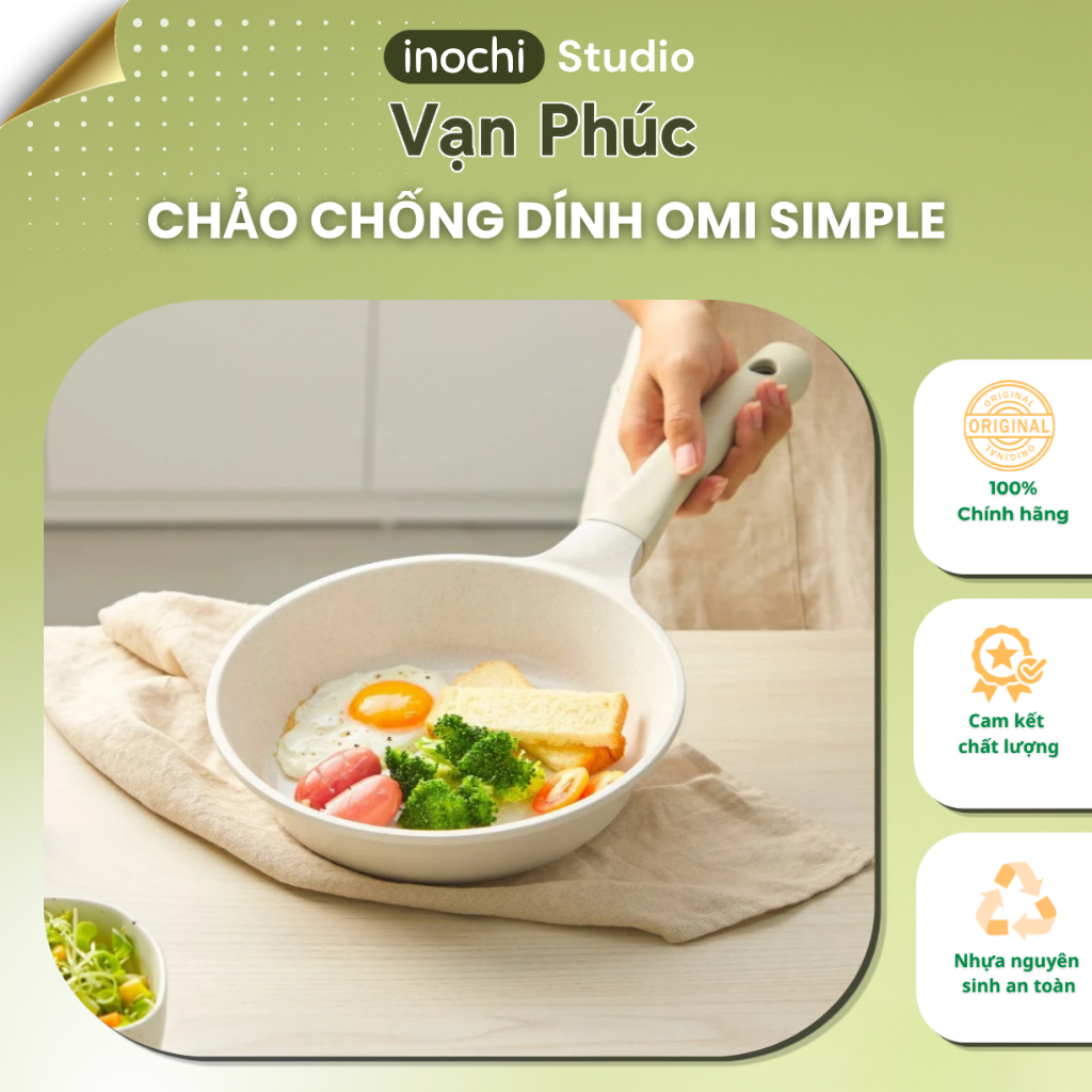 Chảo vân đá Inochi - Omi Simple Rán/Xào 20cm, 26cm,28cm