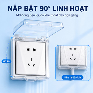 Hộp Chống Nước Ổ Cắm Công Tắc Chuẩn 86, Nắp Bật 90°, Chống Bụi Chống Ẩm, Bảo Vệ Ổ Cắm Nhà Tắm Nhà Bếp Ban Công