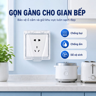 Hộp Chống Nước Ổ Cắm Công Tắc Chuẩn 86, Nắp Bật 90°, Chống Bụi Chống Ẩm, Bảo Vệ Ổ Cắm Nhà Tắm Nhà Bếp Ban Công