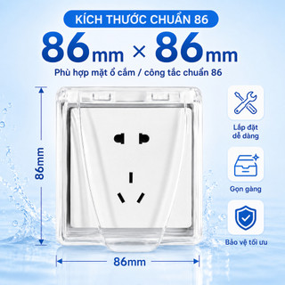 Hộp Chống Nước Ổ Cắm Công Tắc Chuẩn 86, Nắp Bật 90°, Chống Bụi Chống Ẩm, Bảo Vệ Ổ Cắm Nhà Tắm Nhà Bếp Ban Công
