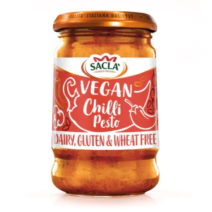 Sacla' Italian Vegan Fiery Chilli Pesto 190g – Sốt Pesto Thuần Chay Vị Ớt Cay Kiểu Ý