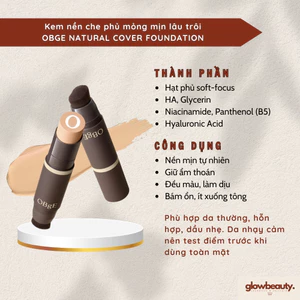 Kem Nền OBgE Natural Cover Foundation – Che Phủ Mỏng Mịn & Lâu Trôi