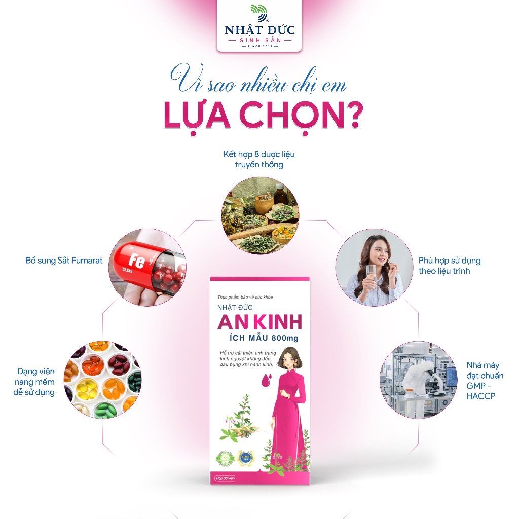 An Kinh Ích Mẫu 800mg Nhật Đức Hỗ Trợ Chu Kỳ Kinh Đều Hơn Giảm Khó Chịu Ngày Hành Kinh Hộp 30 Viên