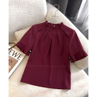 A176 - Áo Blouse cổ trụ xếp ly - Thiết kế cao cấp MindyDesign