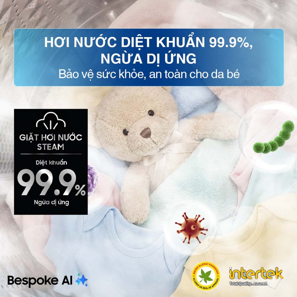 Máy Giặt Samsung Bespoke AI Cửa Trên 15 kg WA80F15B6BSV - AI Wash cảm biến bảo vệ vải, màu Đen