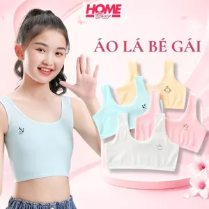 Áo Lá Học Sinh Bé Gái 2 Dây Bản To Chất Cotton - Áo Lót Nữ Học Sinh In Hình Họa Tiết HOMEBRA B341