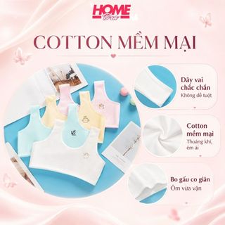 Áo Lá Học Sinh Bé Gái 2 Dây Bản To Chất Cotton - Áo Lót Nữ Học Sinh In Hình Họa Tiết HOMEBRA B341