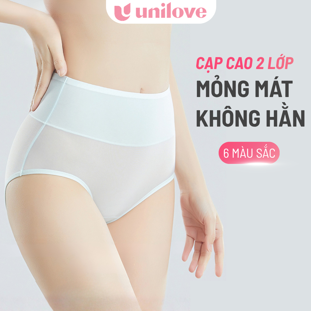 Set Quần Lót Nữ Cạp Cao Tơ Lạnh Kháng Khuẩn Unilove Định Hình Gom Bụng Nâng Mông 3D Mỏng Mát Hè-3218