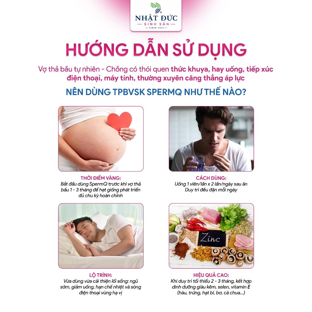 SPERMQ Nhật Đức Sinh Sản Dưỡng Chất Cho Nam Trước Mang Thai Hỗ Trợ Sức Khỏe Sinh Sản Nam