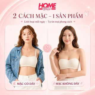 Áo ngực nữ không dây quây ngang đệm mỏng ôm ngực - Áo lót nữ không gọng, cotton mềm mịn HOMEBRA A630