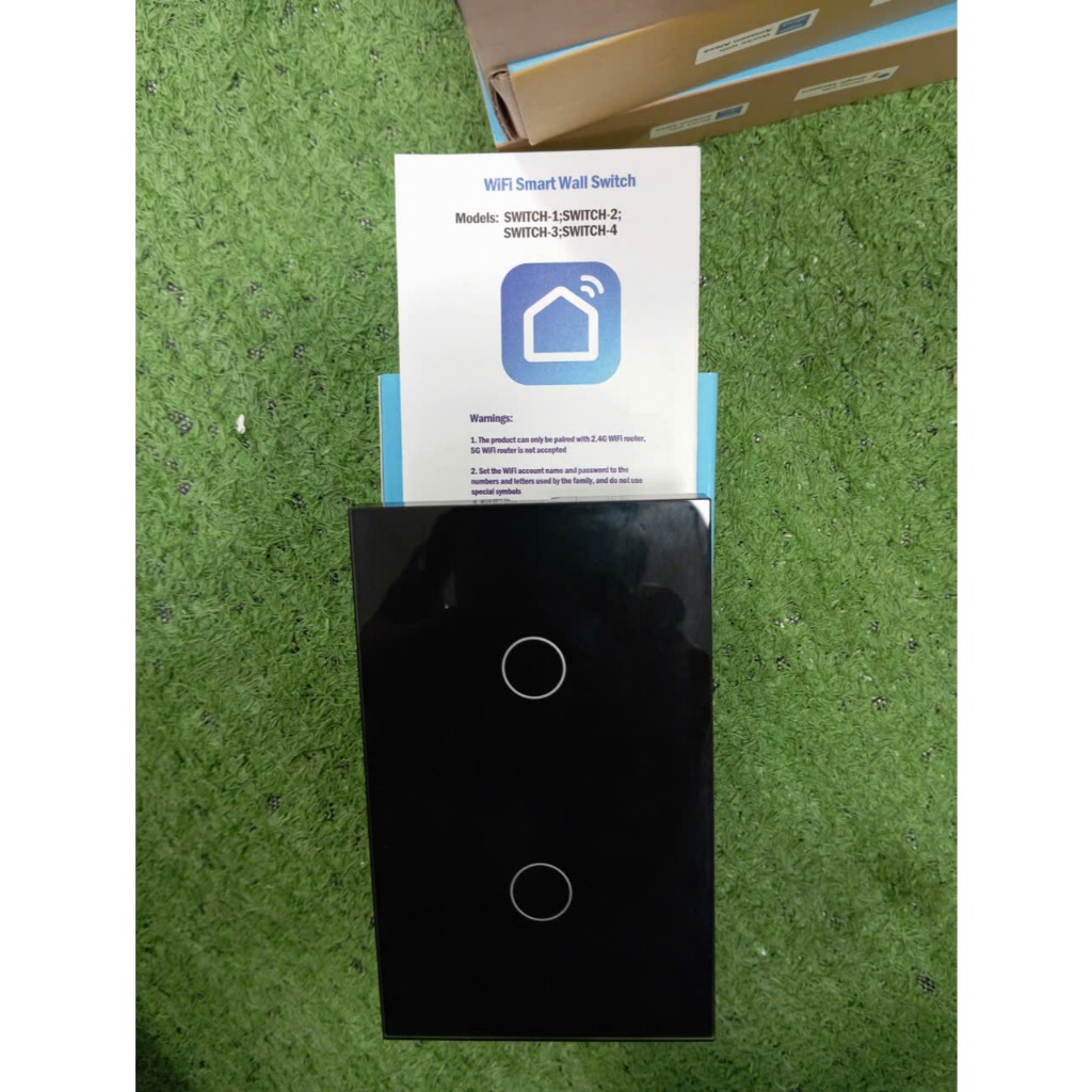 Công Tắc Wifi Tuya Smart Cảm Ứng 2 Gang màu đen