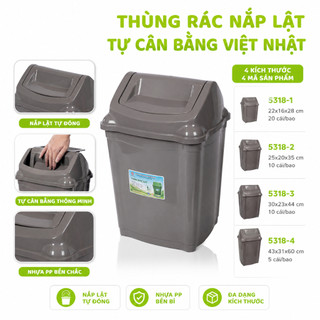 Thùng Rác Nắp Lật Tự Cân Bằng Nhựa PP Cao Cấp Nắp Tự Đóng Đa Dung Tích Gia Đình GD78