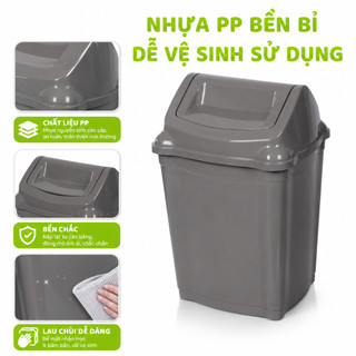 Thùng Rác Nắp Lật Tự Cân Bằng Nhựa PP Cao Cấp Nắp Tự Đóng Đa Dung Tích Gia Đình GD78