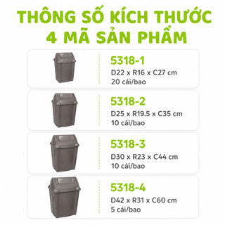 Thùng Rác Nắp Lật Tự Cân Bằng Nhựa PP Cao Cấp Nắp Tự Đóng Đa Dung Tích Gia Đình GD78