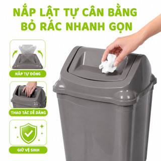 Thùng Rác Nắp Lật Tự Cân Bằng Nhựa PP Cao Cấp Nắp Tự Đóng Đa Dung Tích Gia Đình GD78
