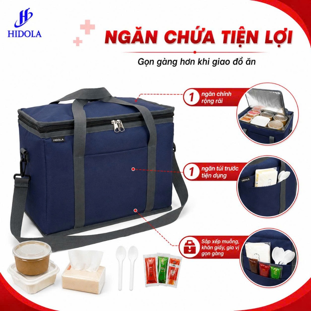 Túi Giữ Nhiệt 20 Lít HIDOLA 7033 - Túi Giữ Nhiệt Đựng Đồ Ăn Túi Giao Hàng Chuyên Dụng Cho Shipper
