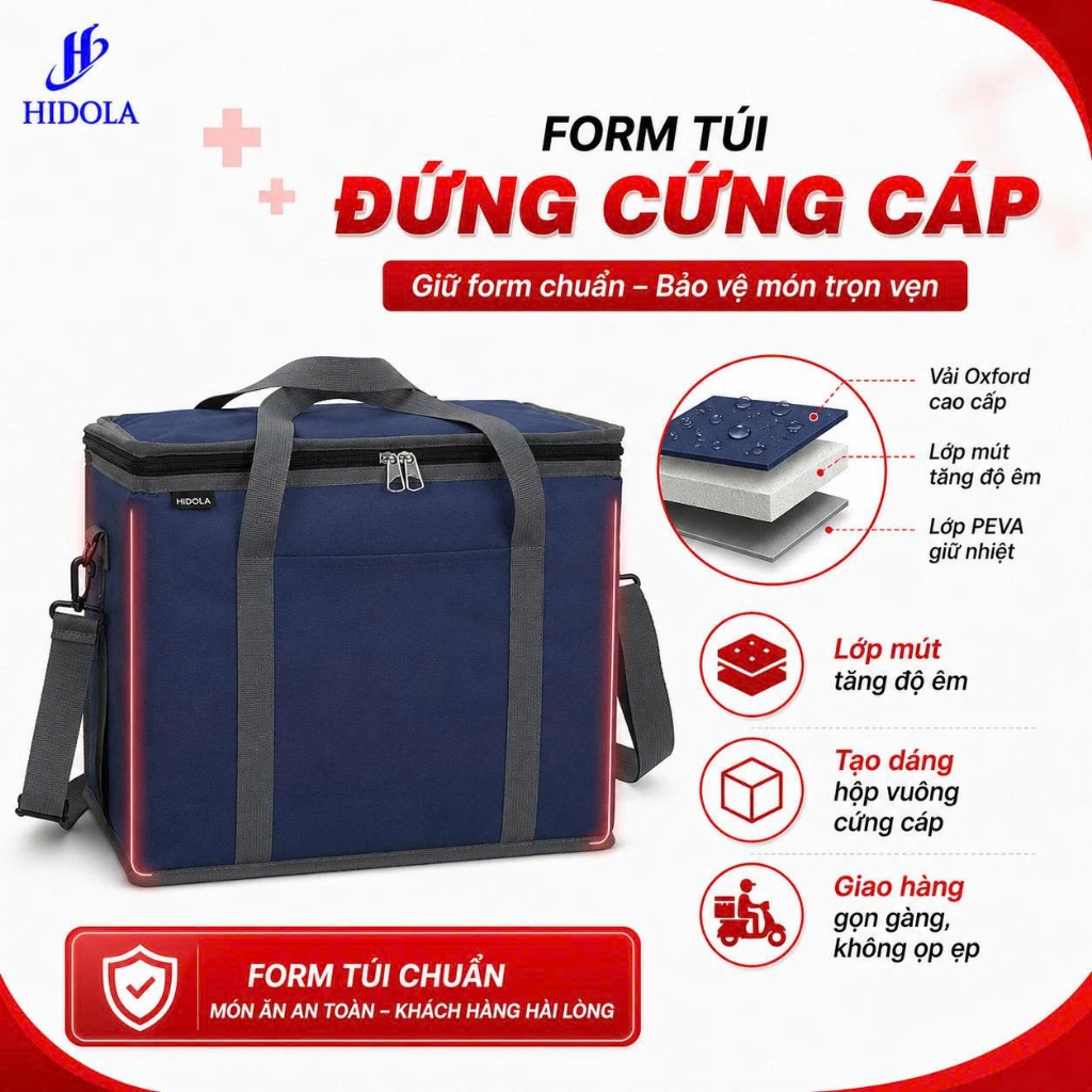 Túi Giữ Nhiệt 20 Lít HIDOLA 7033 - Túi Giữ Nhiệt Đựng Đồ Ăn Túi Giao Hàng Chuyên Dụng Cho Shipper