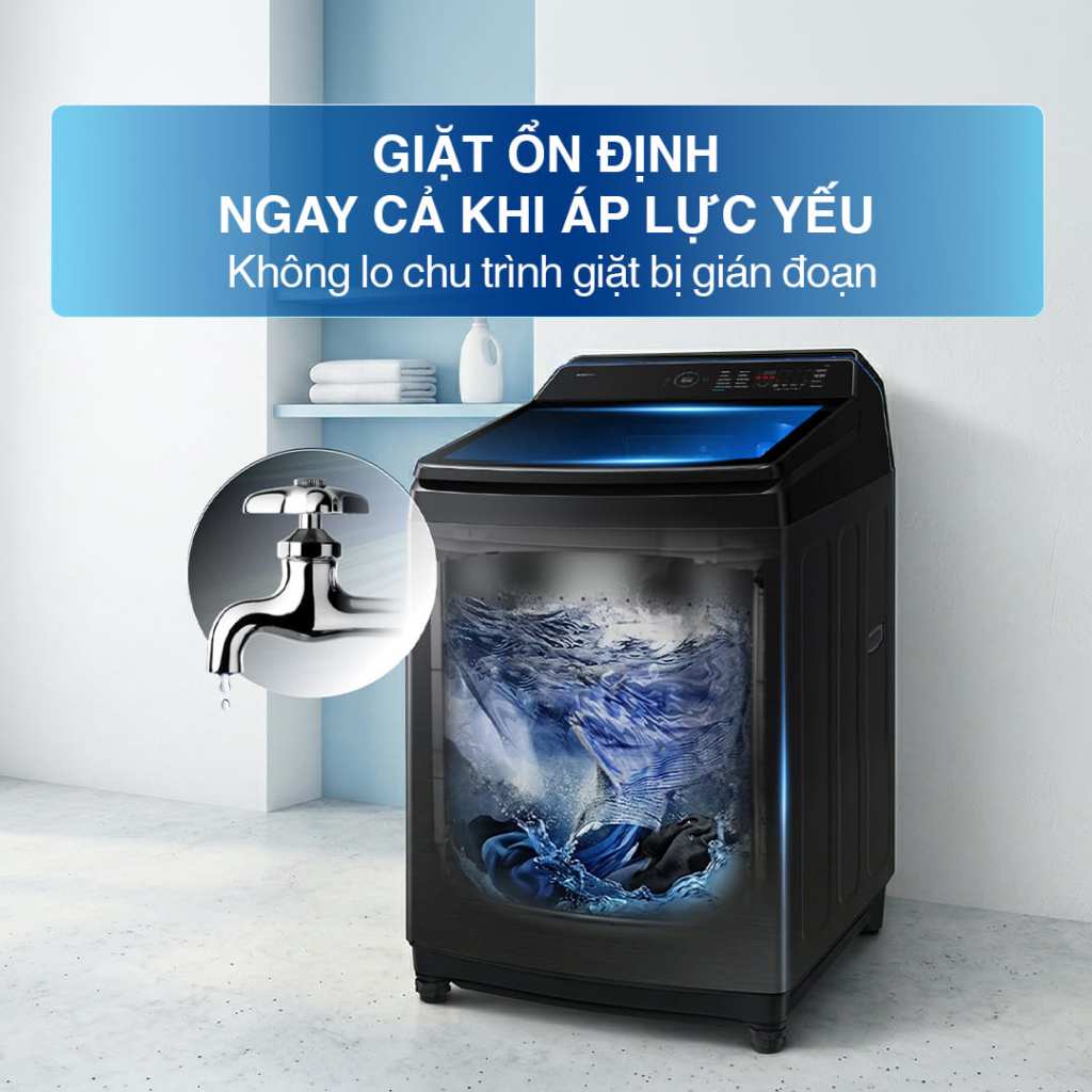 Máy Giặt Samsung Cửa Trên WA40F12E4CSV 12.5kg - Động cơ Digital Inverter, màu Đen
