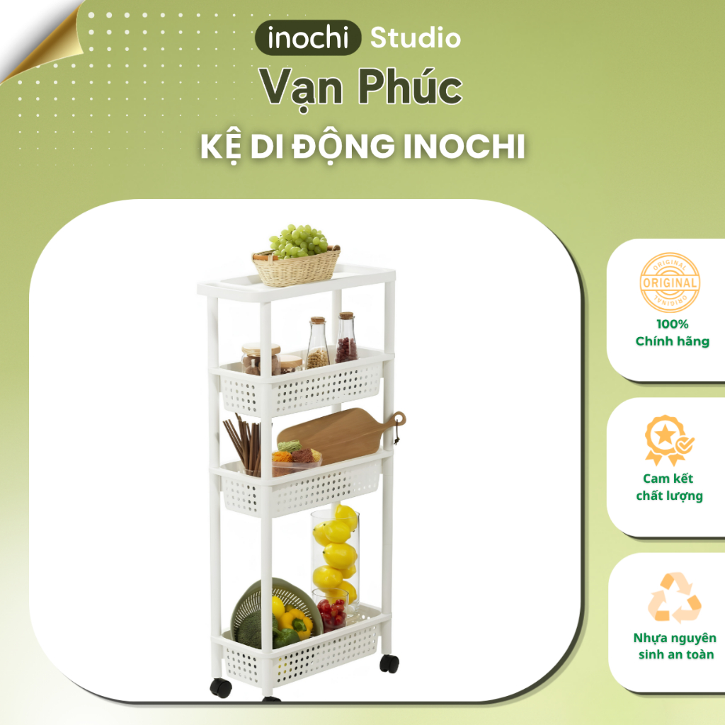 Kệ di động tiện lợi đựng đồ ăn, mỹ phẩm INOCHI, có bánh xe di chuyển dễ dàng. GIAO MÀU NGẪU NHIÊN