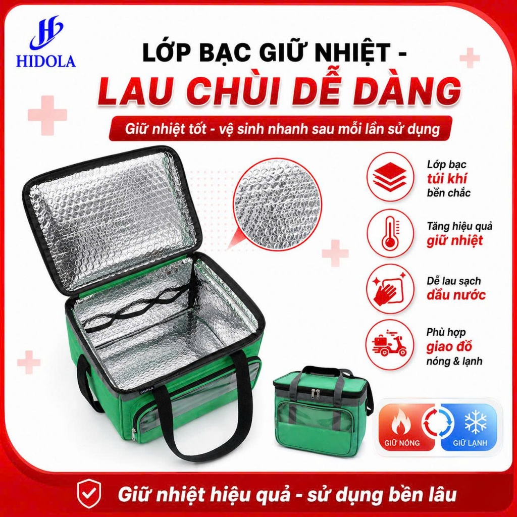Túi Giao Hàng Giữ Nhiệt HIDOLA 7037 15L - Túi Giữ Nhiệt Đựng Thực Phẩm Túi Giao Đồ Ăn Chuyên Dụng Cho Shipper
