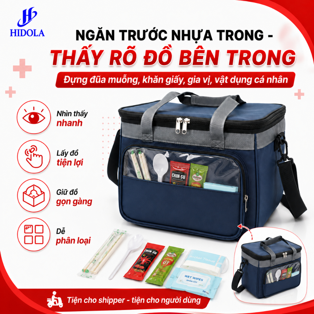 Túi Giao Hàng Giữ Nhiệt HIDOLA 7037 15L - Túi Giữ Nhiệt Đựng Thực Phẩm Túi Giao Đồ Ăn Chuyên Dụng Cho Shipper