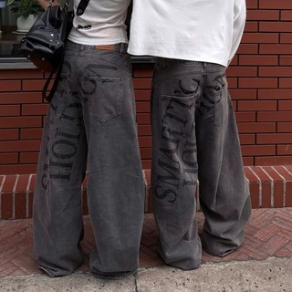 Quần Jeans Wash Túi Ghost Pocket Graphic Form Ống Cong Nam Nữ | SSSTORE.Aesthetic