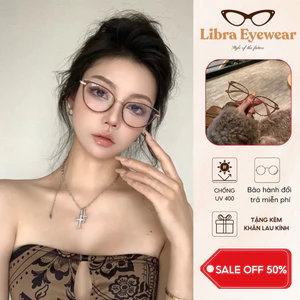 Kính mắt mèo nữ Libra EyeWear gọng kính kim loại chống ánh sáng xanh tia UV dễ đeo