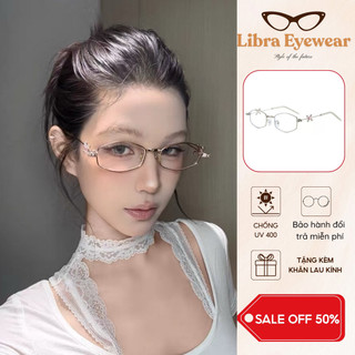 [MUA 1 TẶNG 1 PHỤ KIỆN] Kính Mát Oval Đính Đá Hoa Sang Trọng, Gọng Kim Loại Chống Tia UV