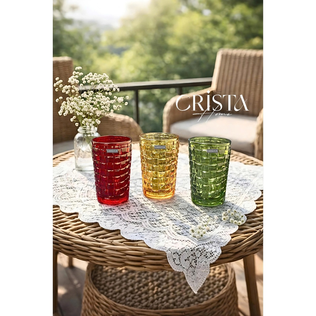 Bộ 6 Cốc Vân Caro Crista Home 350ml | Sỉ SLL Có VAT