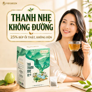 Trà Búp Ổi VIEGREEN 25% Thật, Thanh Nhẹ Không Đường, Túi Lọc 50 Túi x 3g, GMP HACCP