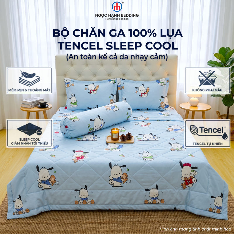 Bộ Ga Lụa Tencel MỀM MẠI, THOÁNG MÁT, Tencel Sleep Cool nệm 10cm đến 20cm - Ngọc Hạnh Bedding