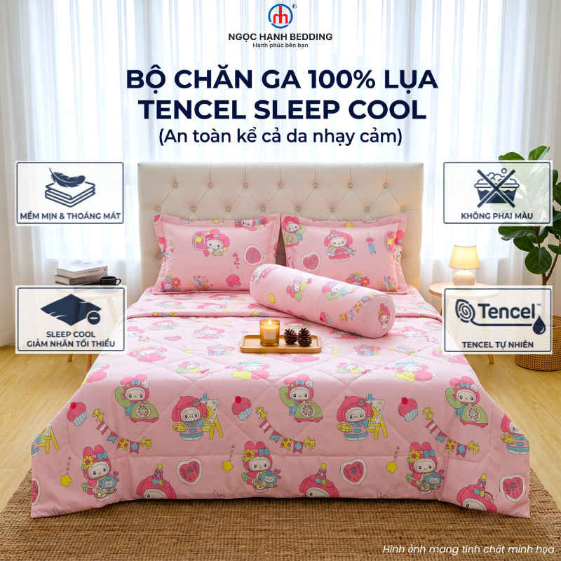 Bộ Ga Lụa Tencel MỀM MẠI, THOÁNG MÁT, Tencel Sleep Cool nệm 10cm đến 20cm - Ngọc Hạnh Bedding